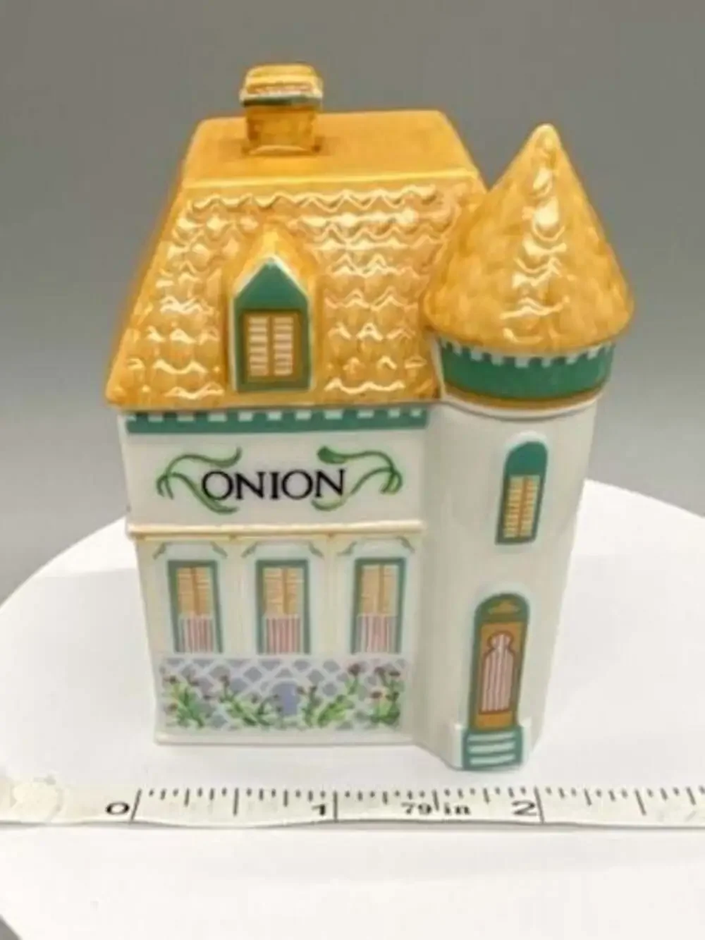 Lenox 1989 Spice Village Onion Porcelain House Jar w/ Lid Original Container Vtg